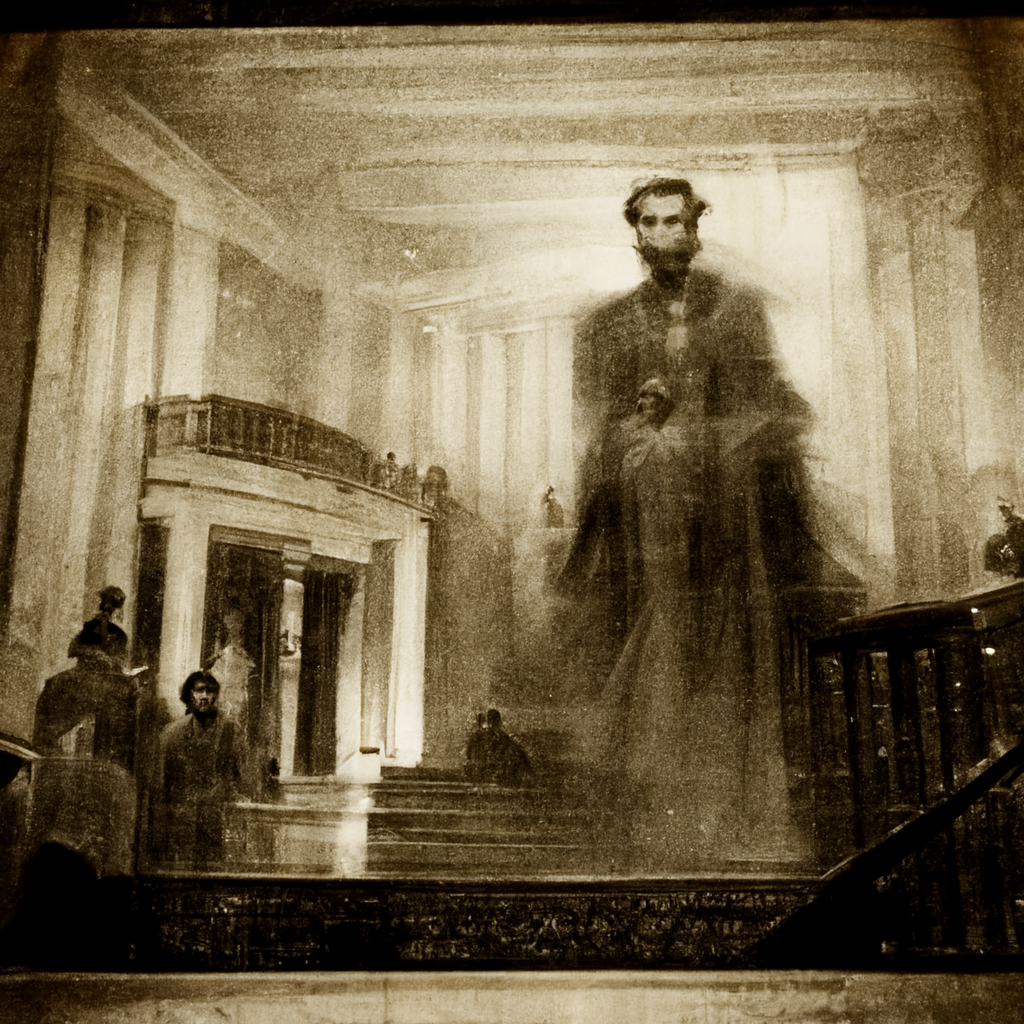 old photo of Lincoln haunting the white house