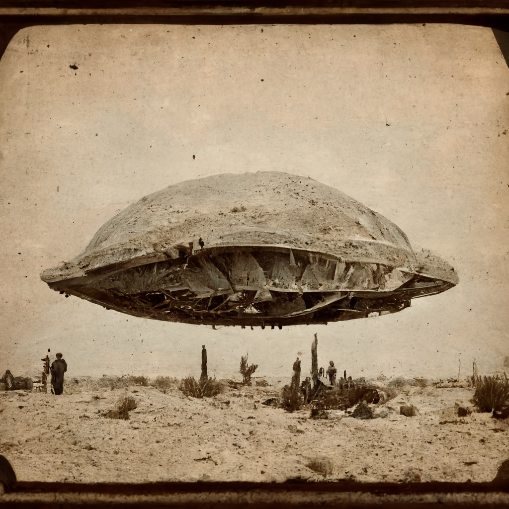 old photo of UFO in the Dessert