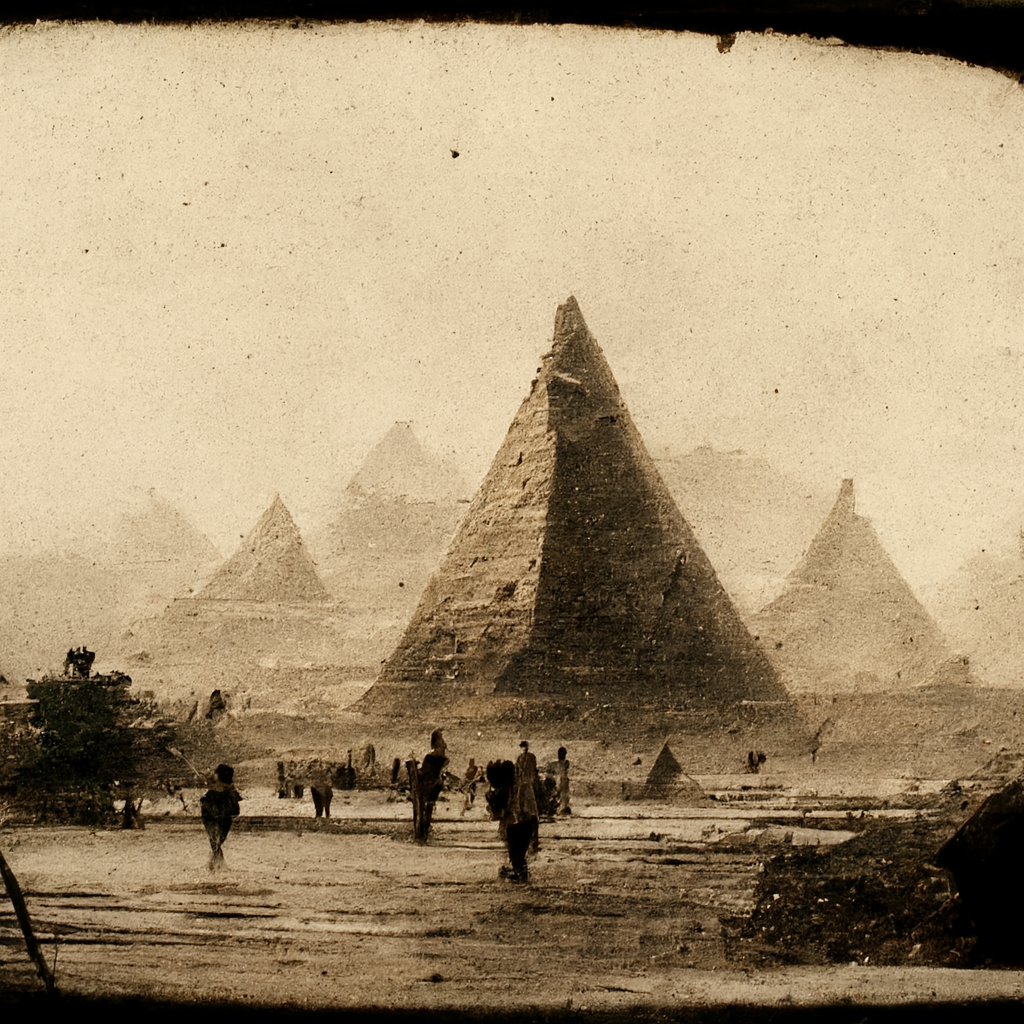 old photo of the Ancient Pyramids of Giza