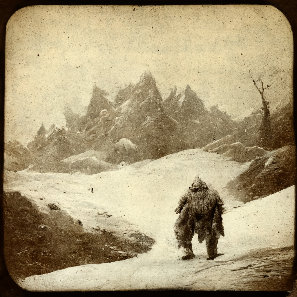 old photo of yeti in the himalayas