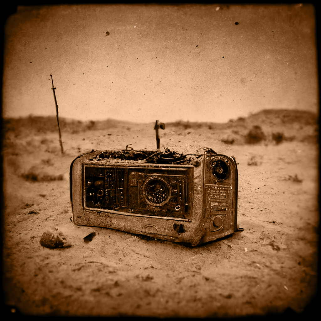 a photo a silenced radio in the zone of silence desert