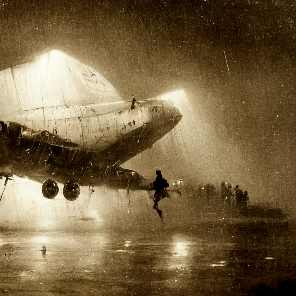 a photo of DB Cooper jumping out of a plane