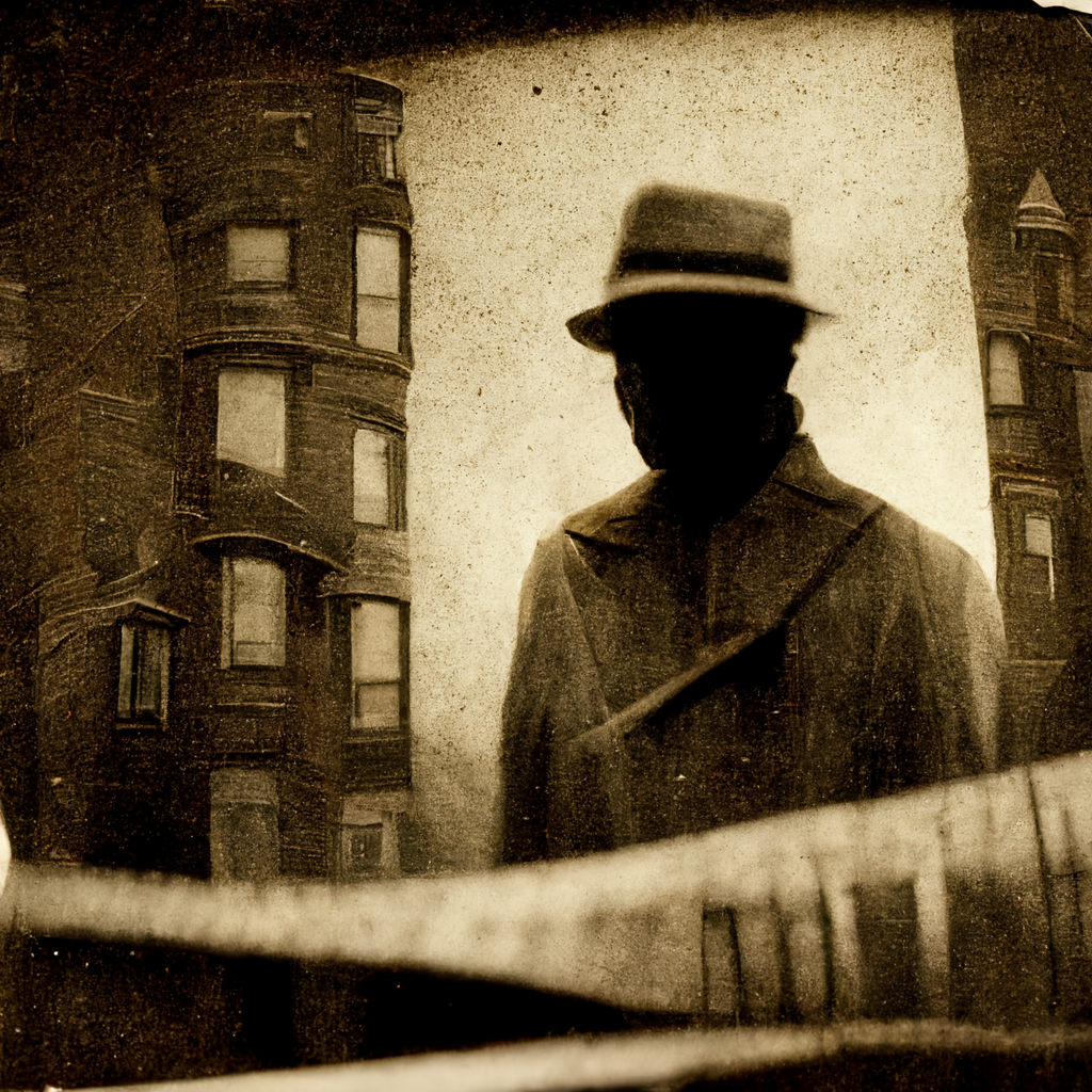 an old photo of a shadowy figure like the boston strangler