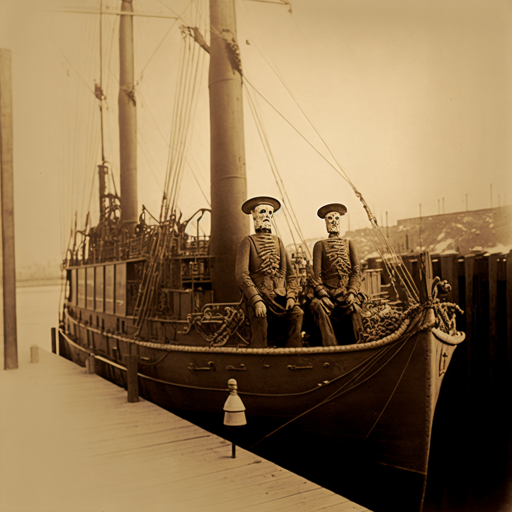 an old photo of the SS Bannockburn The Ghost Ship of Lake Superior crew