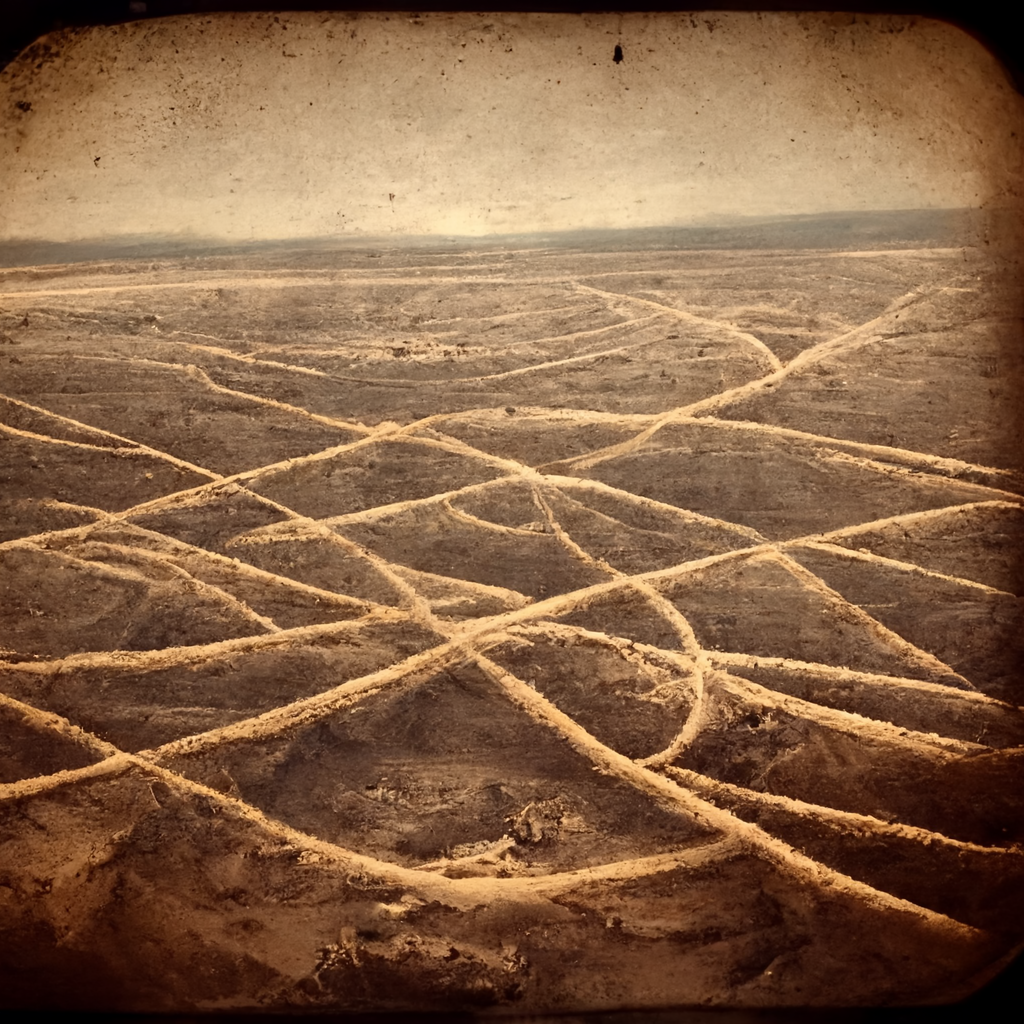 an old sepia-toned newspaper aerial view of the nazca lines