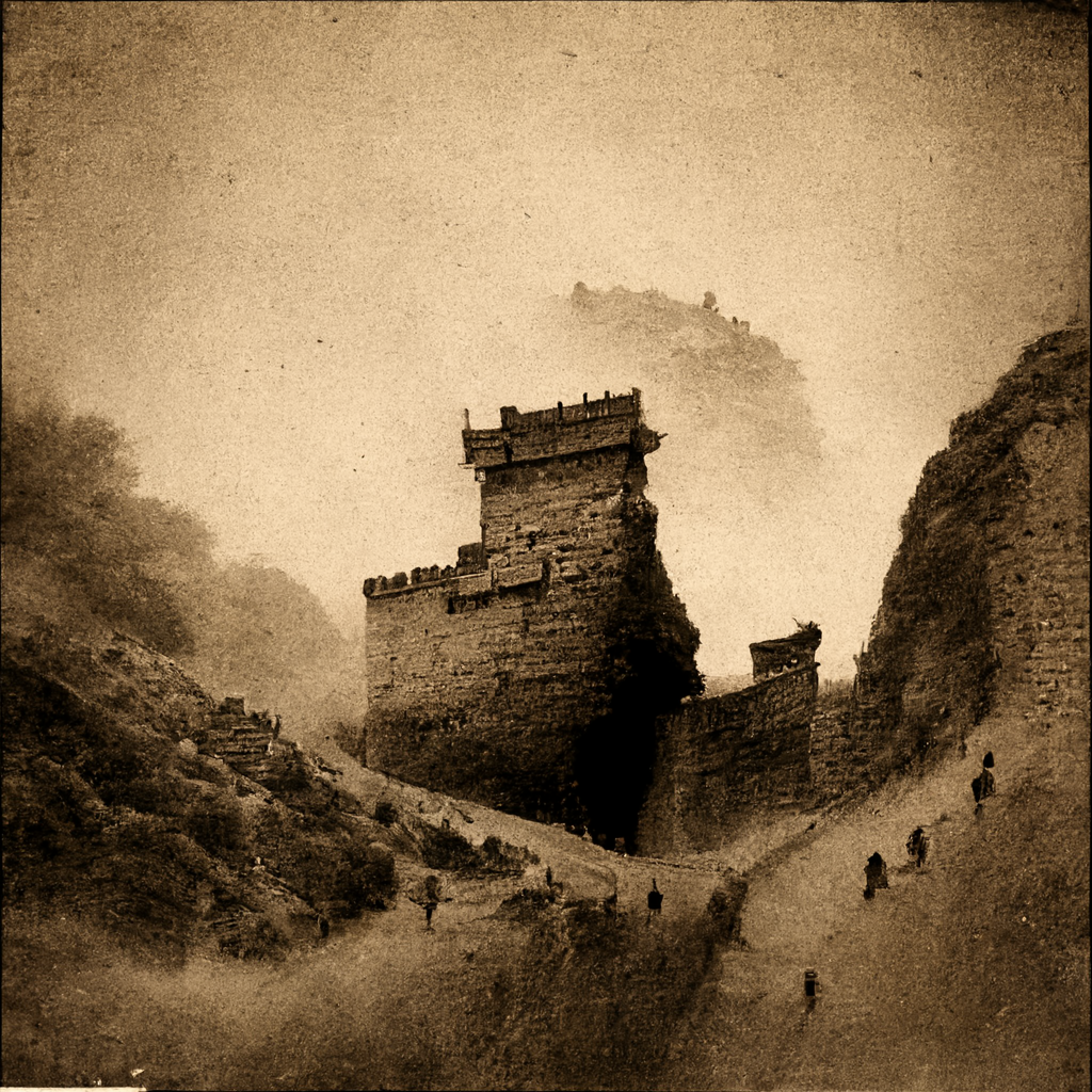 old photo of ghost haunting The great wall of china