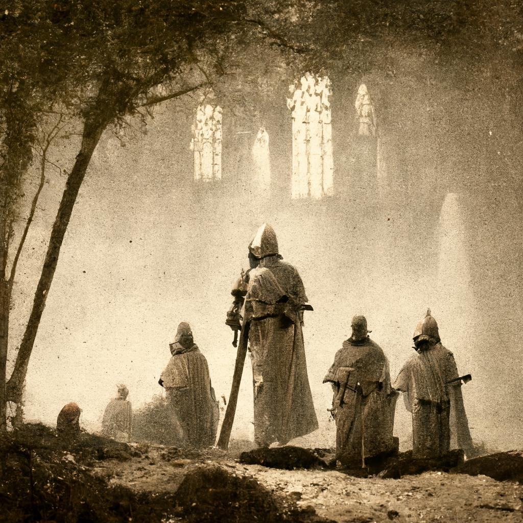 old photo of the Knighhts Templar looking for the Holy Grail