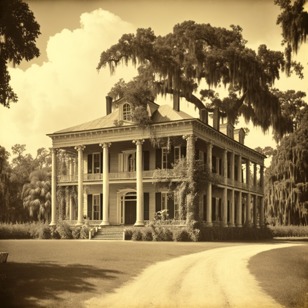 an old photo of a Louisiana plantation